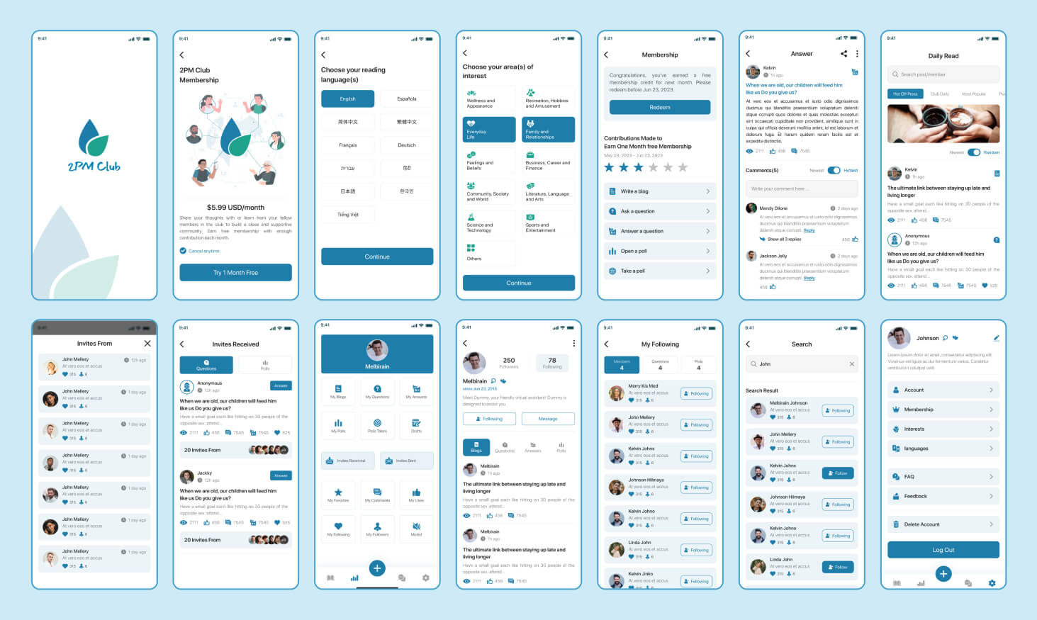 2PM Club App UI-UX