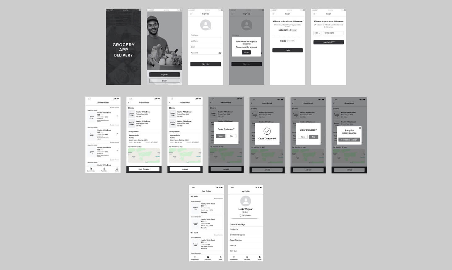 Grocery Wireframes