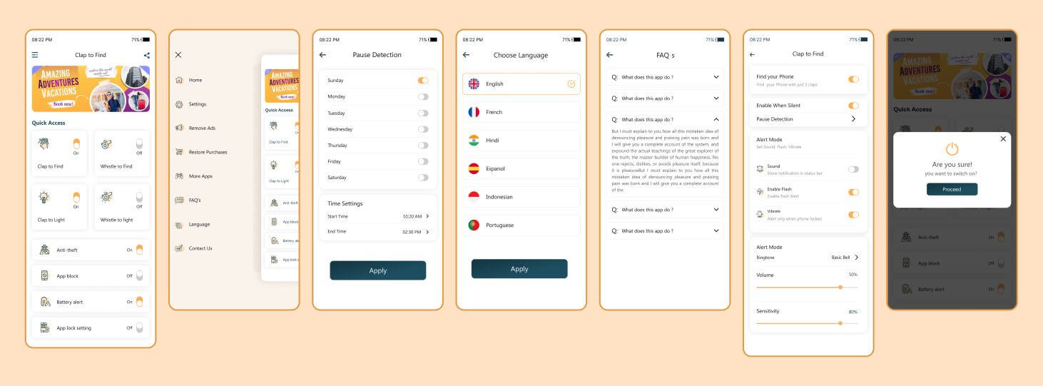 Clap To Find App UI/UX